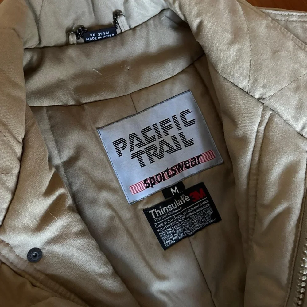 Vintage Tan Coat - Thick / Insulated Puffer Ski Snow Medium - Picture 8 of 8